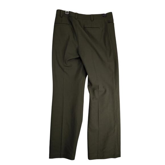 Talbots Heritage Wide Leg Pants Women's 8 33x32 Dark Green Flat Front Wool Blend - Picture 2 of 10